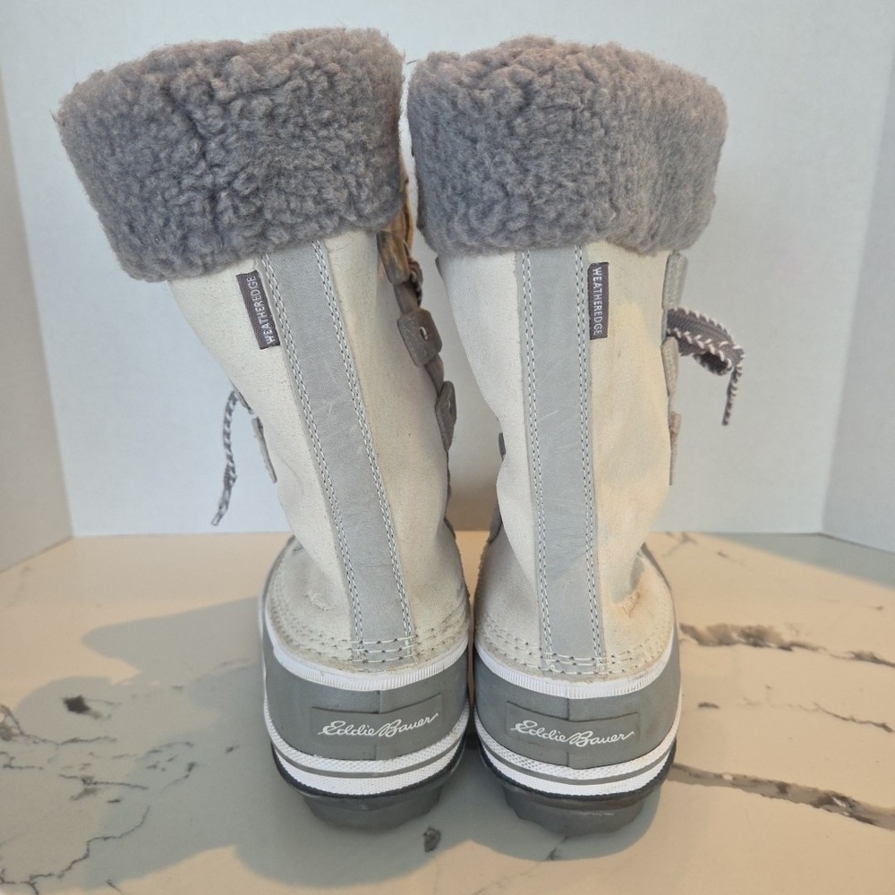 Eddie Bauer Women's Hunt Pac Thermafill Winter Boots Fur Suede Beige Size 7 - Picture 5 of 16